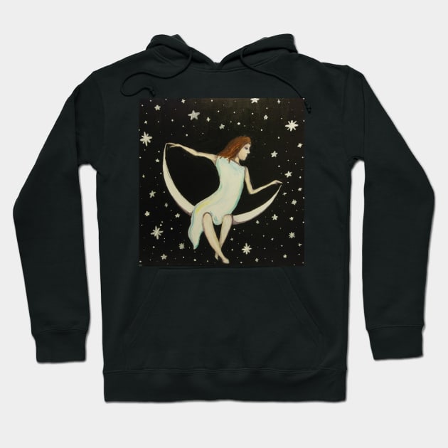 Girl on the Moon Hoodie by berrypaint